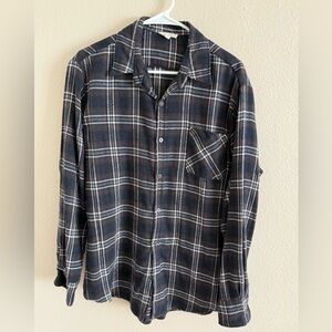 La Miel Women’s Black Plaid Button Down Flannel size Large‎